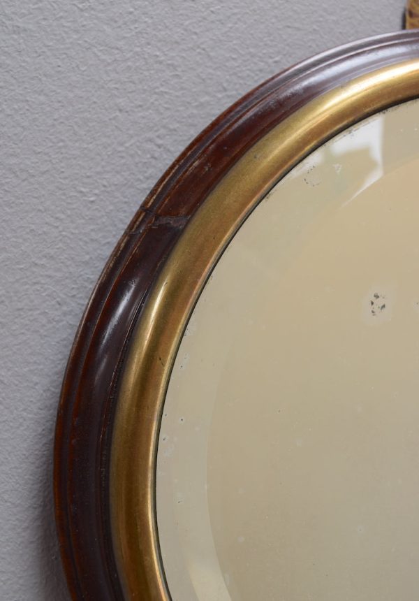 Brass and Mahogany Circular Mirror Online Hot Sale