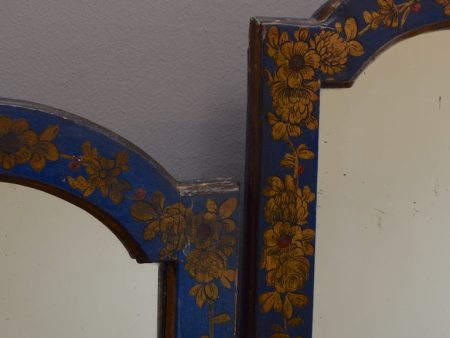 Blue Chinoiserie Triptych Mirror For Cheap