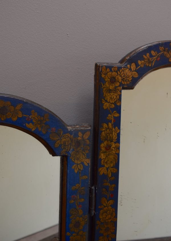 Blue Chinoiserie Triptych Mirror For Cheap