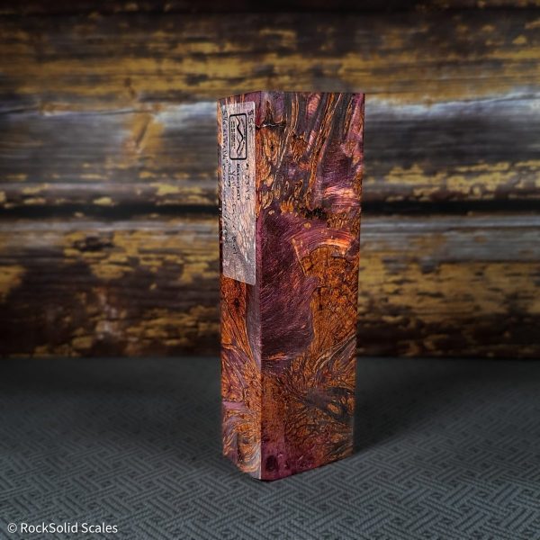 #2393 - Neon Orange and Purple Doube Dyed Yellow Cedar Burl Block - Bargain Bin on Sale