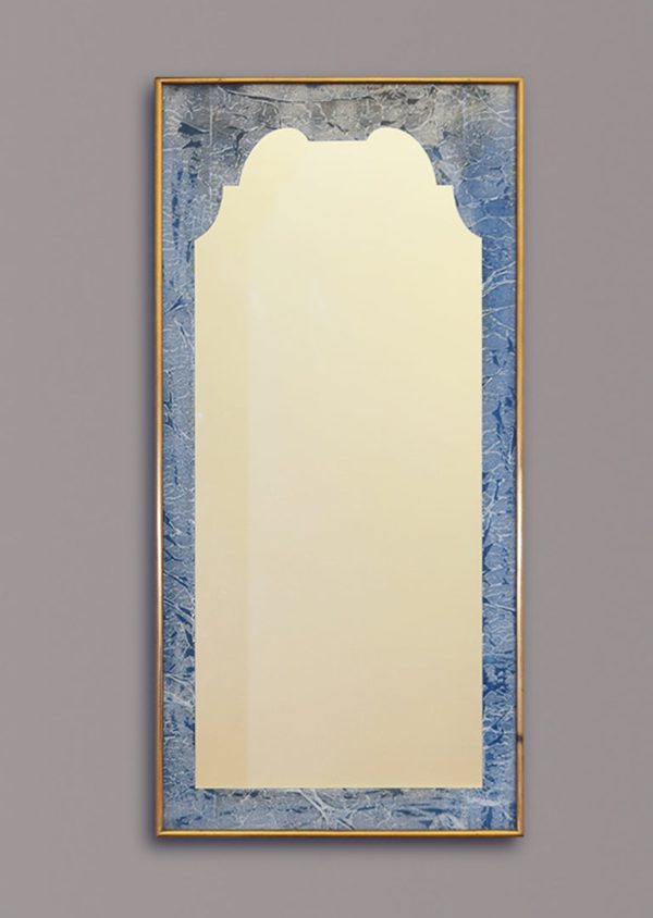 Brass Framed Mirror with Marbled Paper Hot on Sale