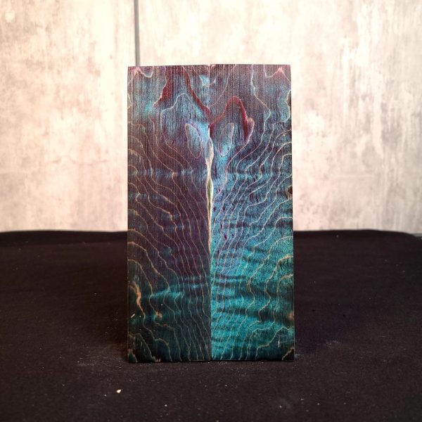 #2084 - Triple Dye redruM Tru-Blue Peacock Green Curly Maple Cheap