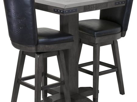 Harley Davidson Pub Table and Stools Set - Bar and Shield Square Table Set Industrial Grey Hot on Sale