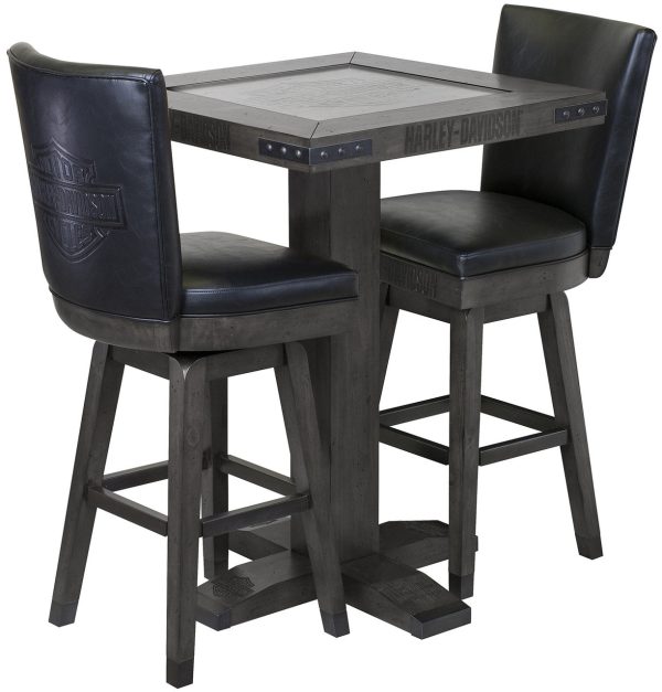 Harley Davidson Pub Table and Stools Set - Bar and Shield Square Table Set Industrial Grey Hot on Sale