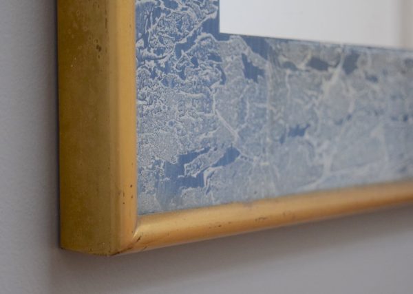 Brass Framed Mirror with Marbled Paper Hot on Sale