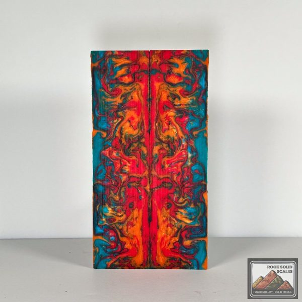 #2757 - Red Orange Teal Swirl Acrylic Cheap