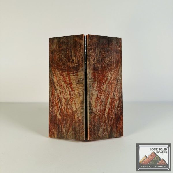 #2615 - Teal and Red Curly Maple Burl Online