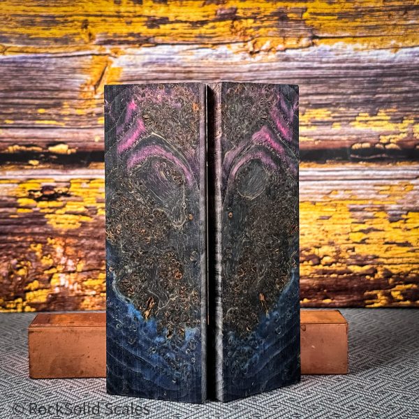 #2360 - Blue Black Pink TRIPLE DYED Black Ash Burl Online Hot Sale