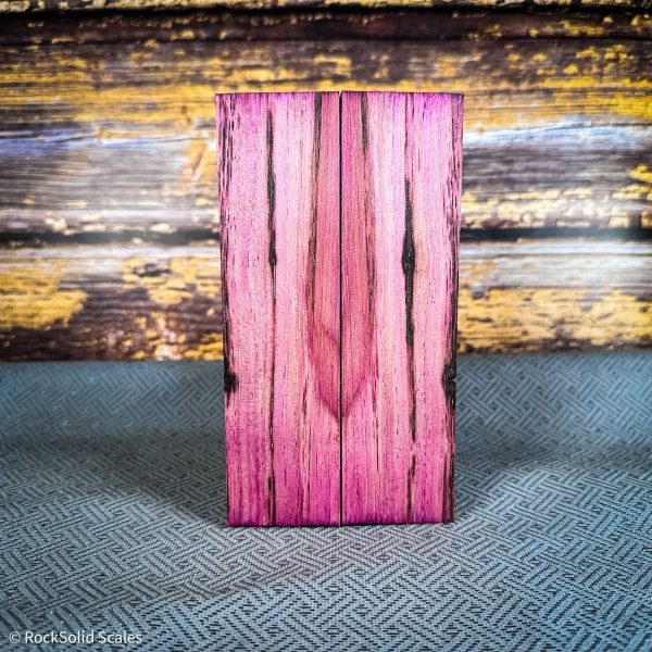 #2383 - Hot Pink Red Dyed Spalted Pecan - K&G Stabilized Online Hot Sale