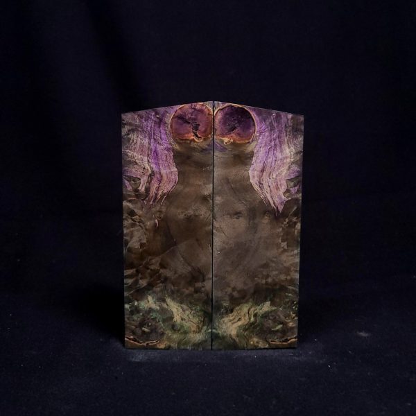 #1064 - Triple Dye Box Elder Burl - Lime Purple OD Green For Sale