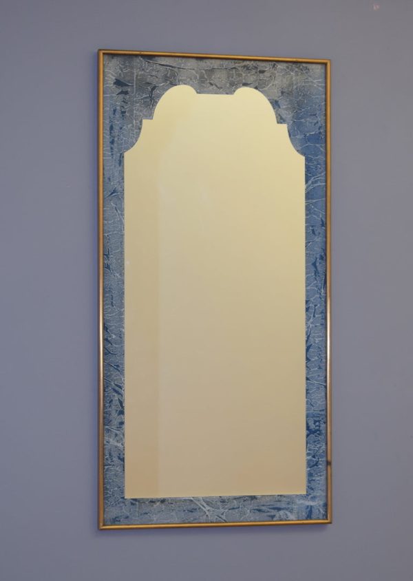 Brass Framed Mirror with Marbled Paper Hot on Sale