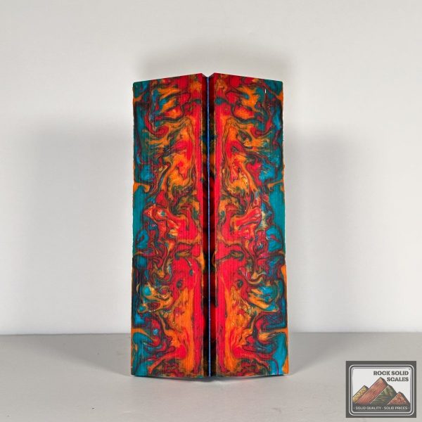 #2757 - Red Orange Teal Swirl Acrylic Cheap