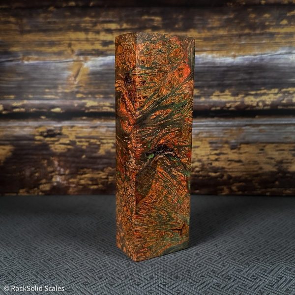 #2395 - Lime and Red Doube Dyed Yellow Cedar Burl Block Sale