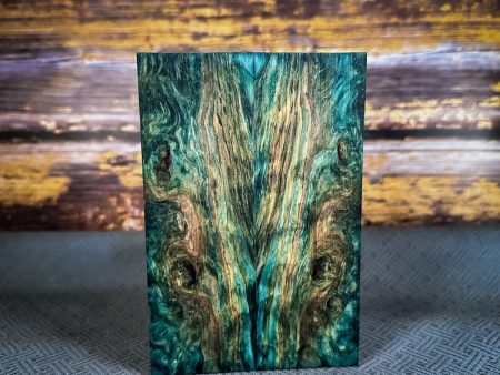 #2389 - Orange Teal Double Dyed Curly Sugi Pine - K&G Stabilized on Sale