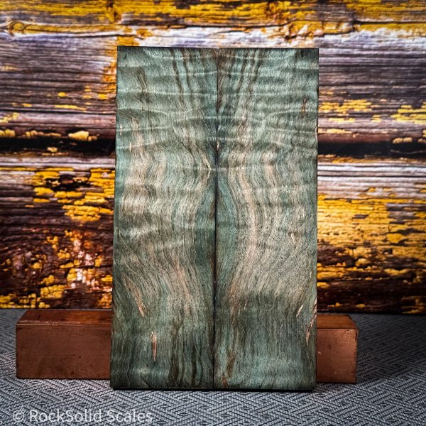 #2319 - Orange and Teal Double Dyed Curly Maple - Bargain Bin Discount