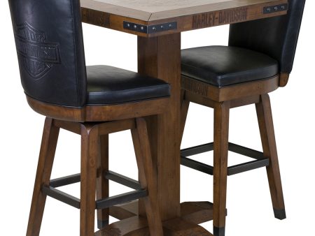 Harley Davidson Pub Table and Stools Set - Bar and Shield Square Table Set Industrial Rawhide Brown Discount