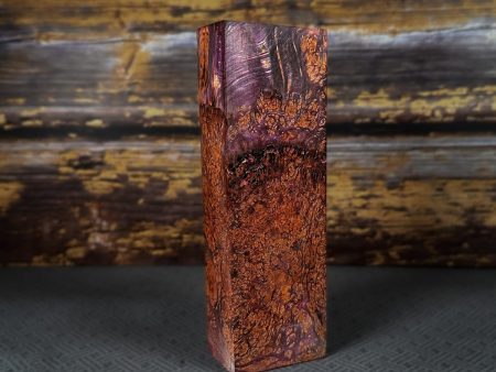 #2393 - Neon Orange and Purple Doube Dyed Yellow Cedar Burl Block - Bargain Bin on Sale