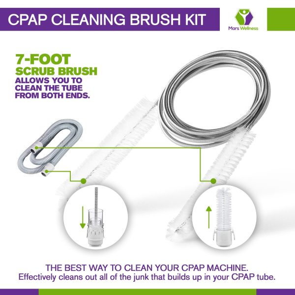 Mars Wellness CPAP Cleaning Brush Kit for Tubes & Masks - 2 Flexible CPAP Cleaner Brushes 7 Inches & 7 Feet - Made to Fit Standard 22mm Diameter Tubing Sale