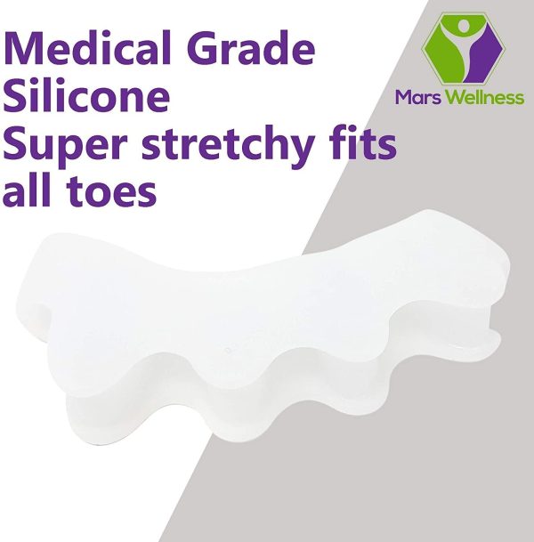 Mars Wellness Gel Toe Separators 2 Pair - Correct Bunions, Overlapping Toe, Crooked Toe - Hammer Toe Straightener Spacer - Universal Size Online now