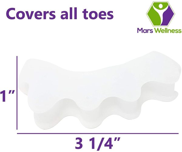 Mars Wellness Gel Toe Separators 2 Pair - Correct Bunions, Overlapping Toe, Crooked Toe - Hammer Toe Straightener Spacer - Universal Size Online now